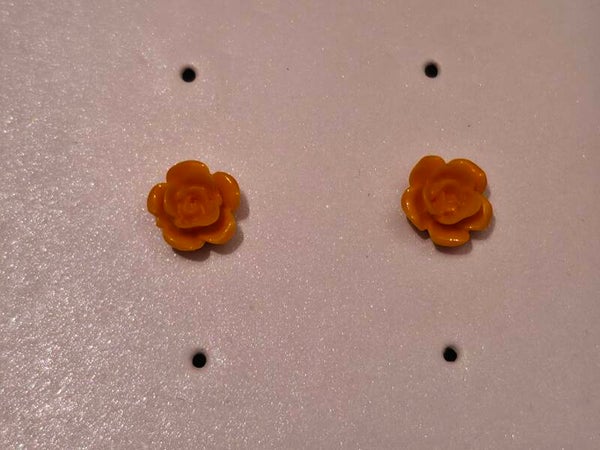 Orange Rose Earrings