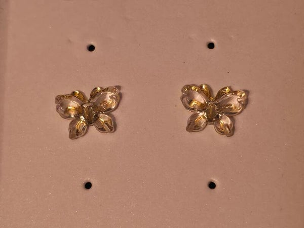 Clear and Gold Butterfly Earrings