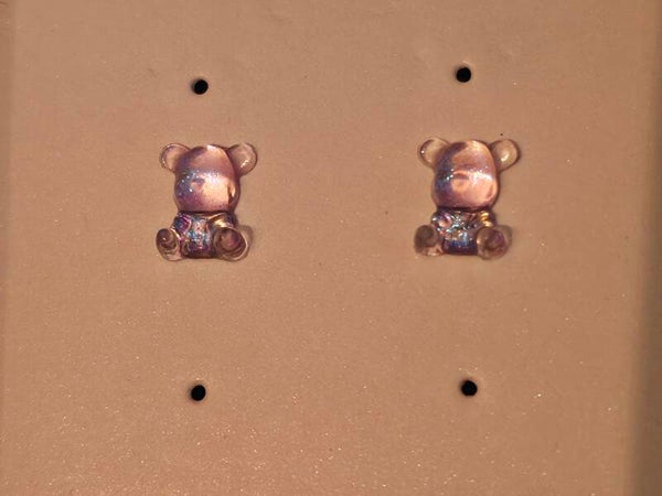 Purple Bear Earrings
