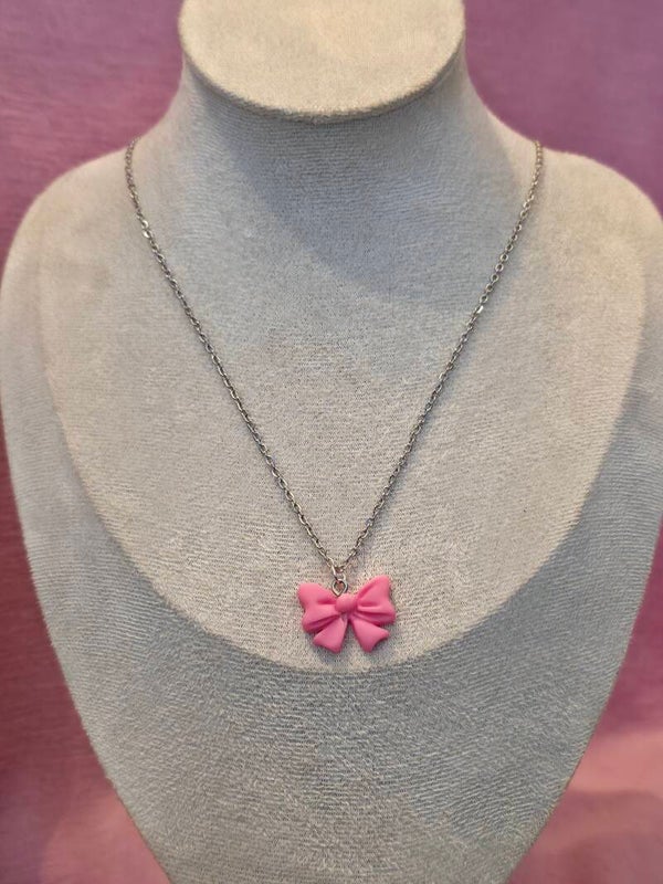 Pink Bow Necklace