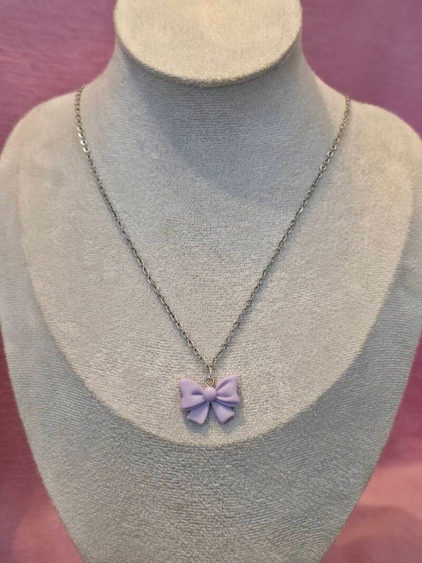 Purple Bow Necklace