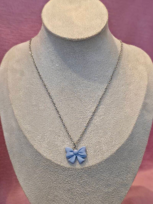 Blue Bow Necklace