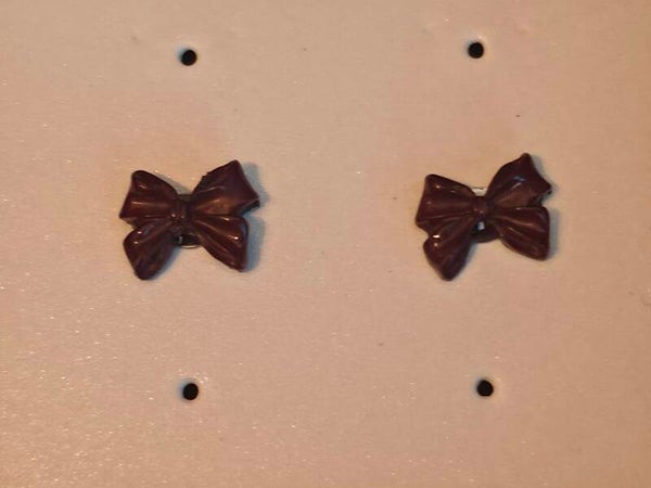 Dark Red Bow Earrings