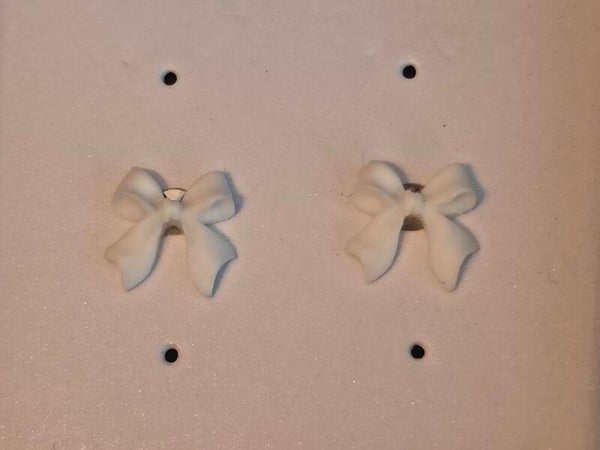 White Bow Earrings