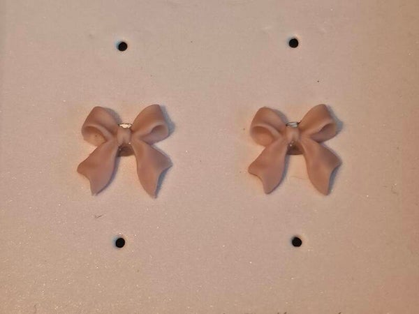 Beige Bow Earrings