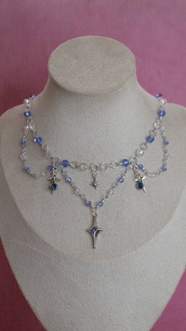 Silver and Blue Star Necklace