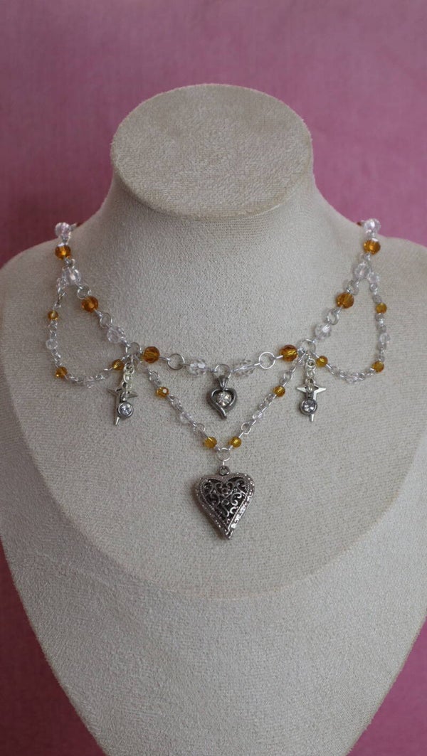 Silver and Brown Heart Necklace