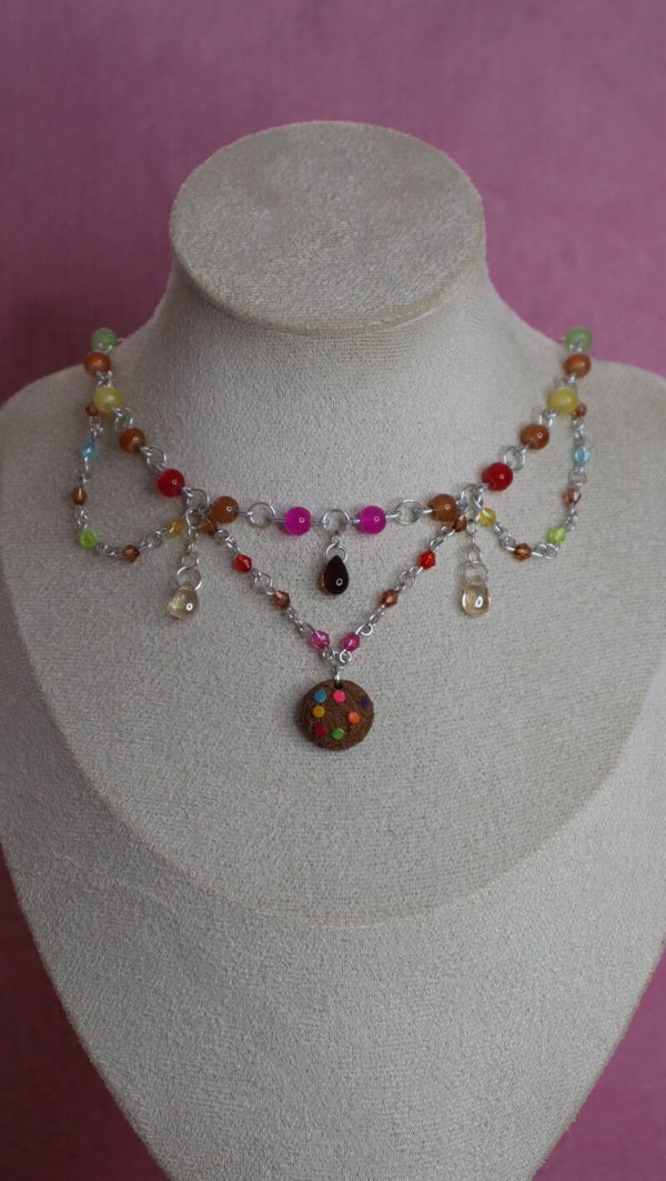 Silver Rainbow Cookie Necklace
