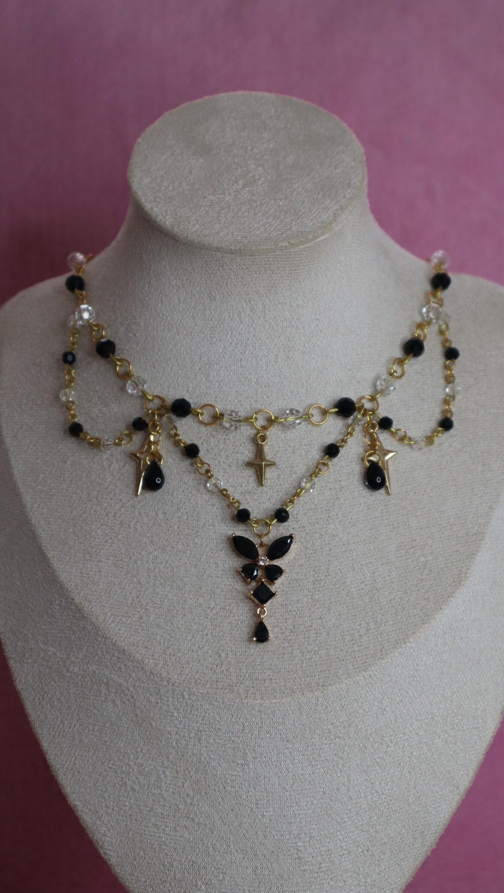 Gold and Black Butterfly Necklace