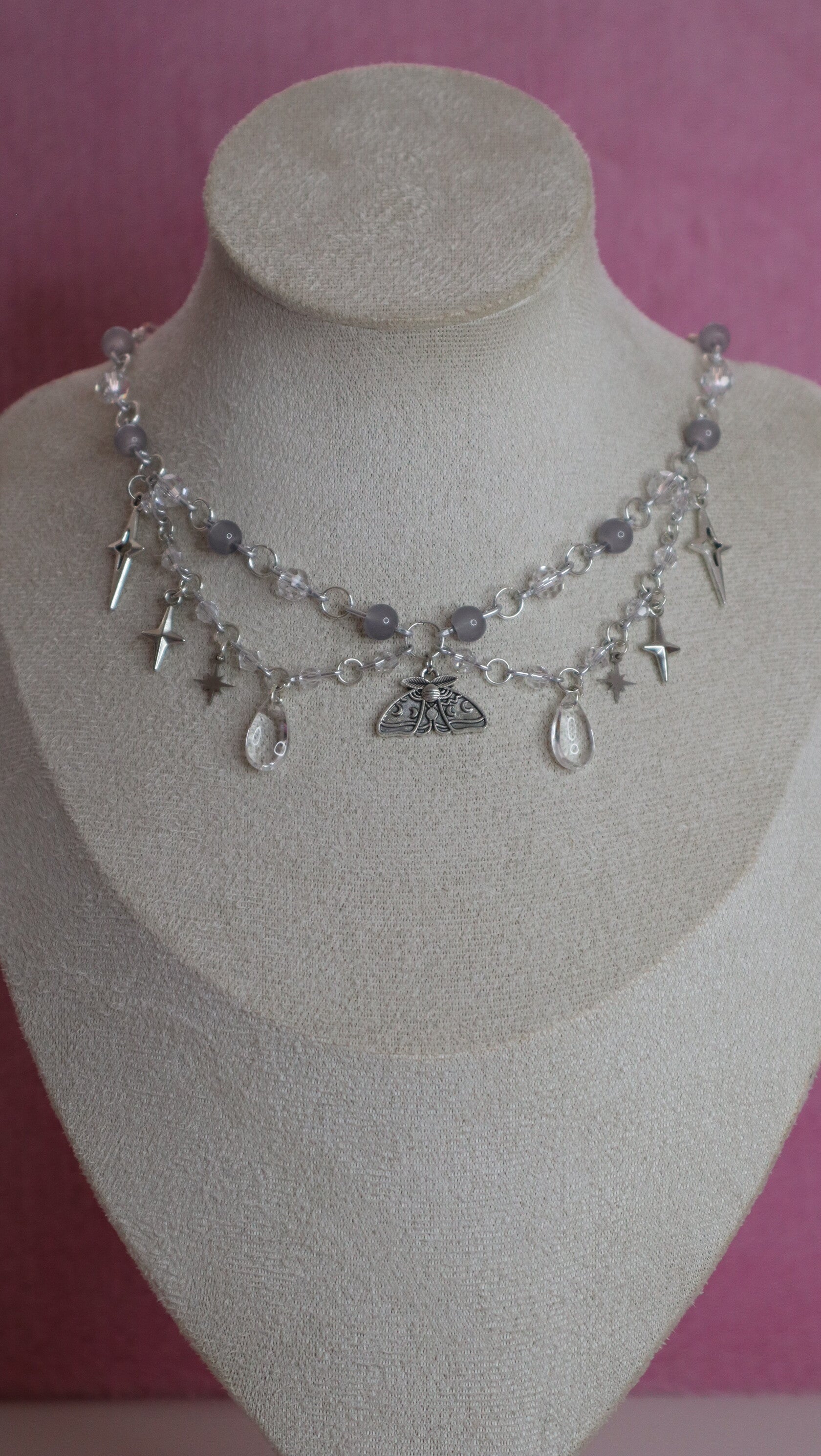 Silver Moth Necklace
