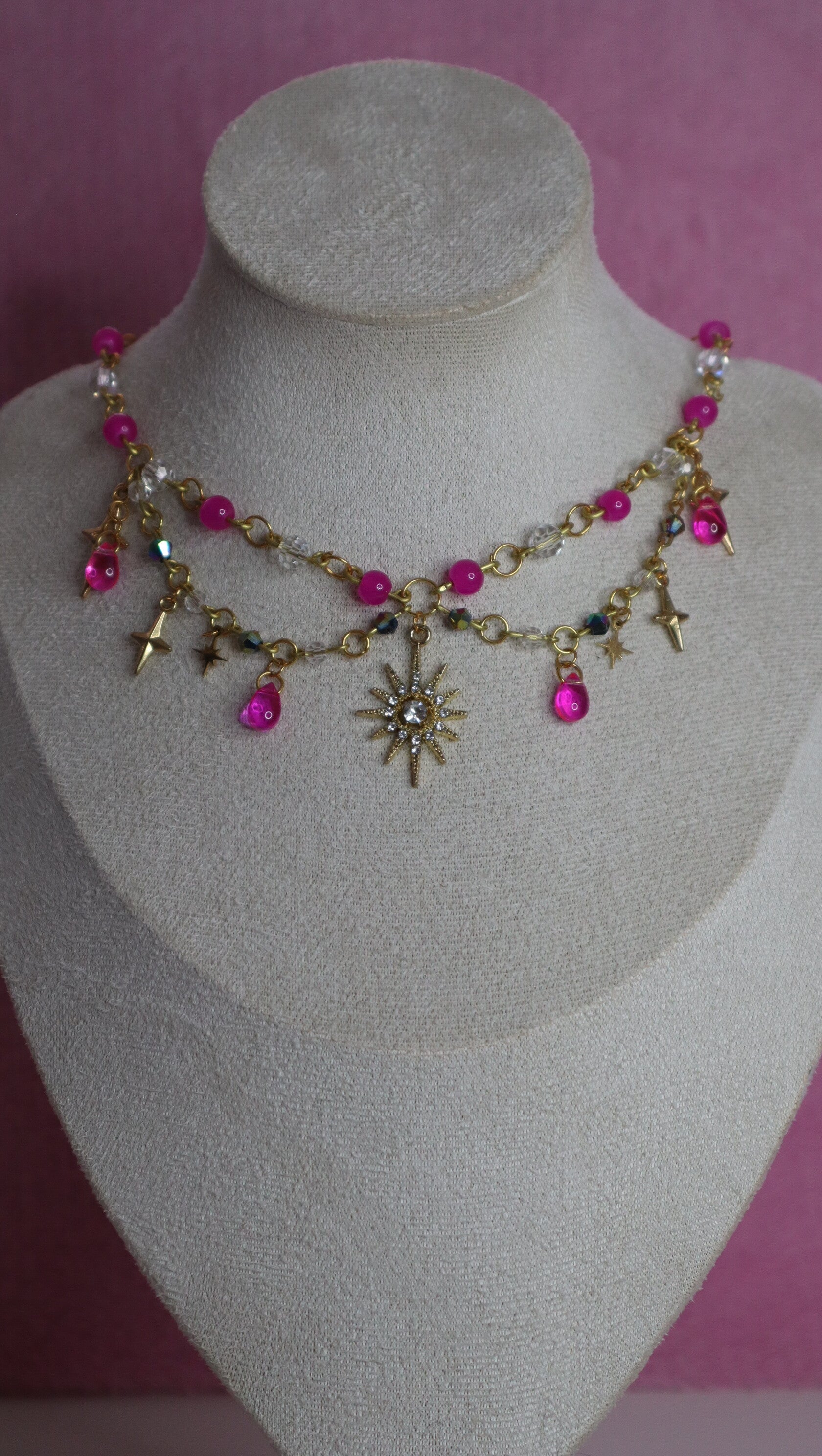 Gold and Pink Necklace
