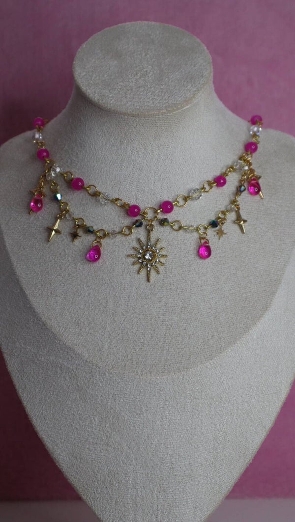 Gold and Pink Necklace