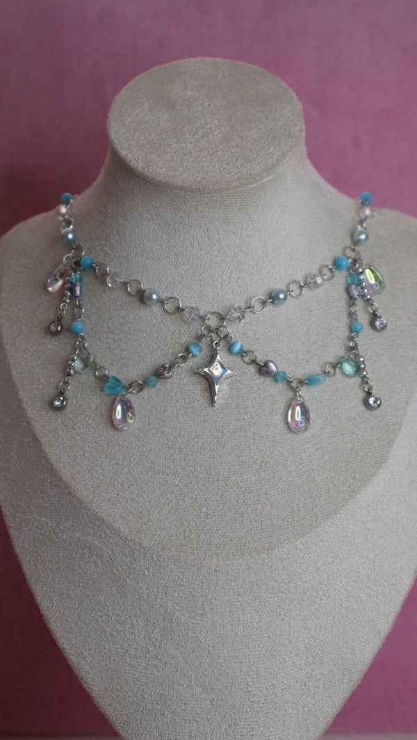 Silver and blue necklace