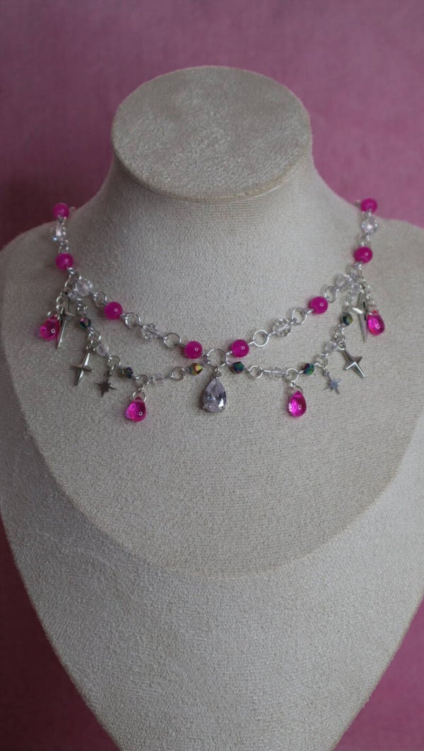 Silver and Pink Necklace