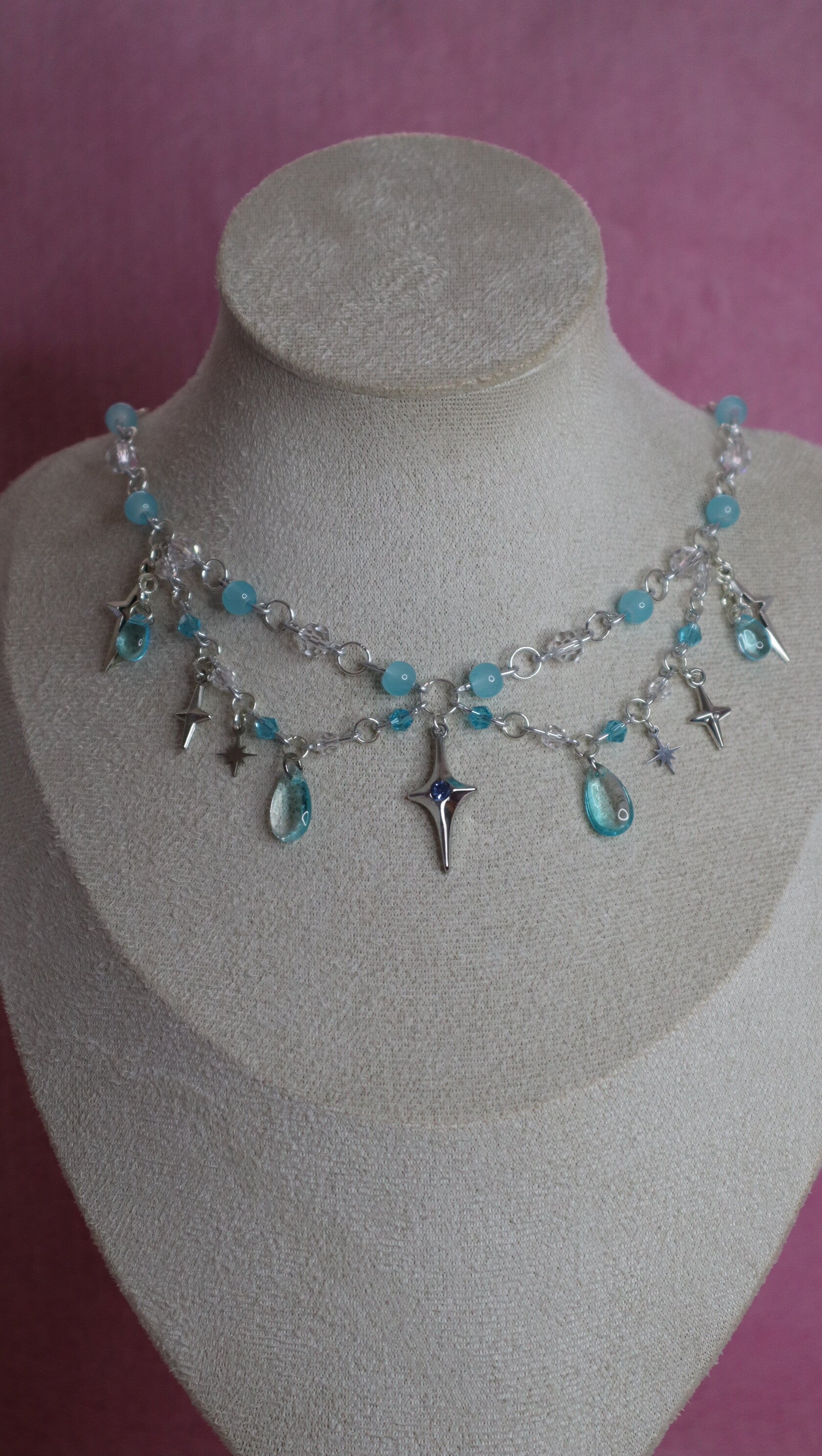 Silver and Blue Star Necklace