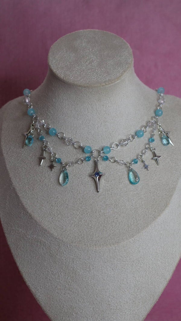 Silver and Blue Star Necklace