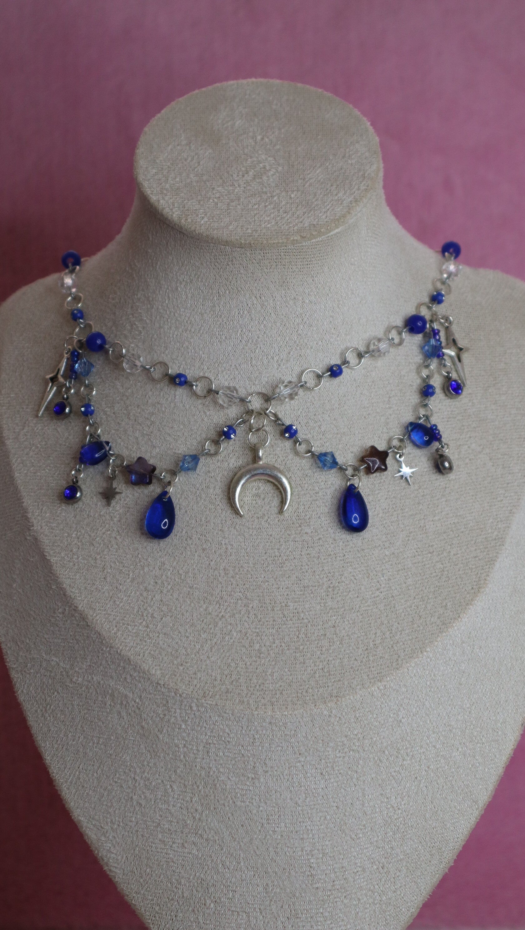 Silver and blue necklace
