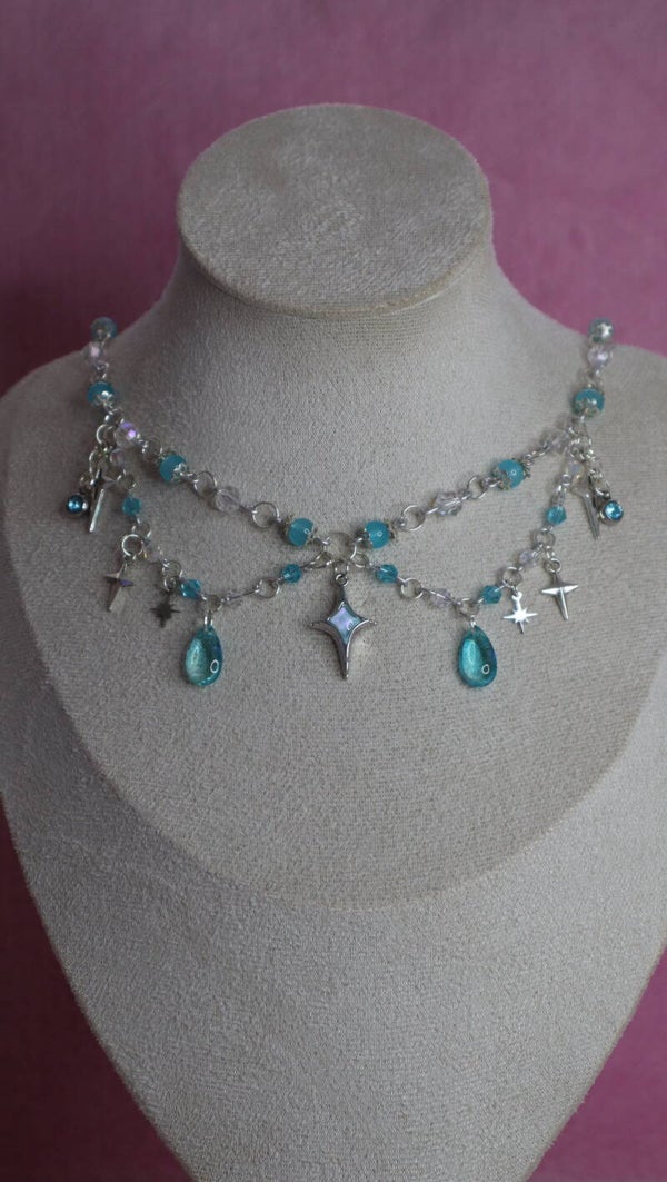 Silver and Blue Star Necklace