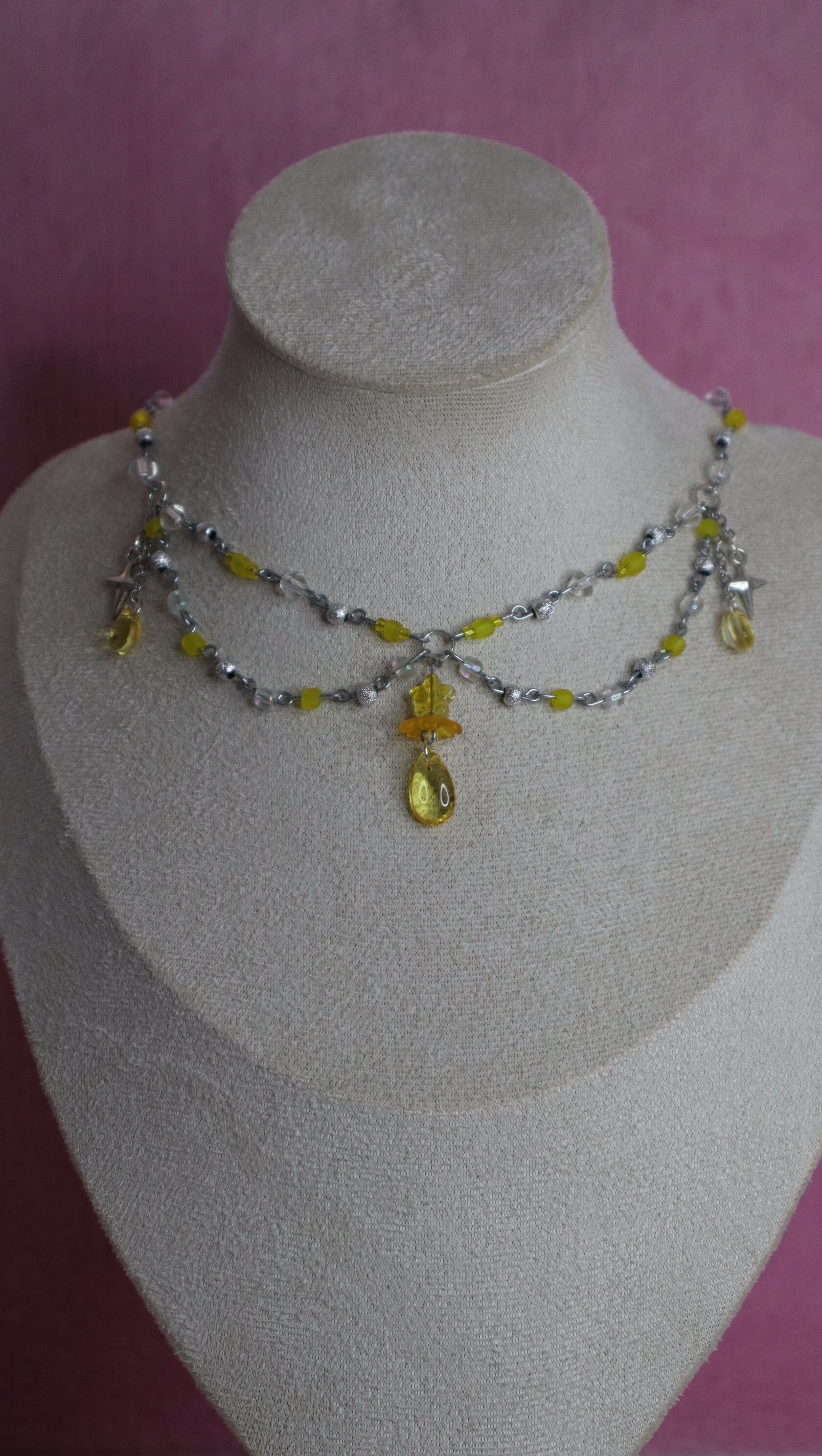 Silver and yellow necklace