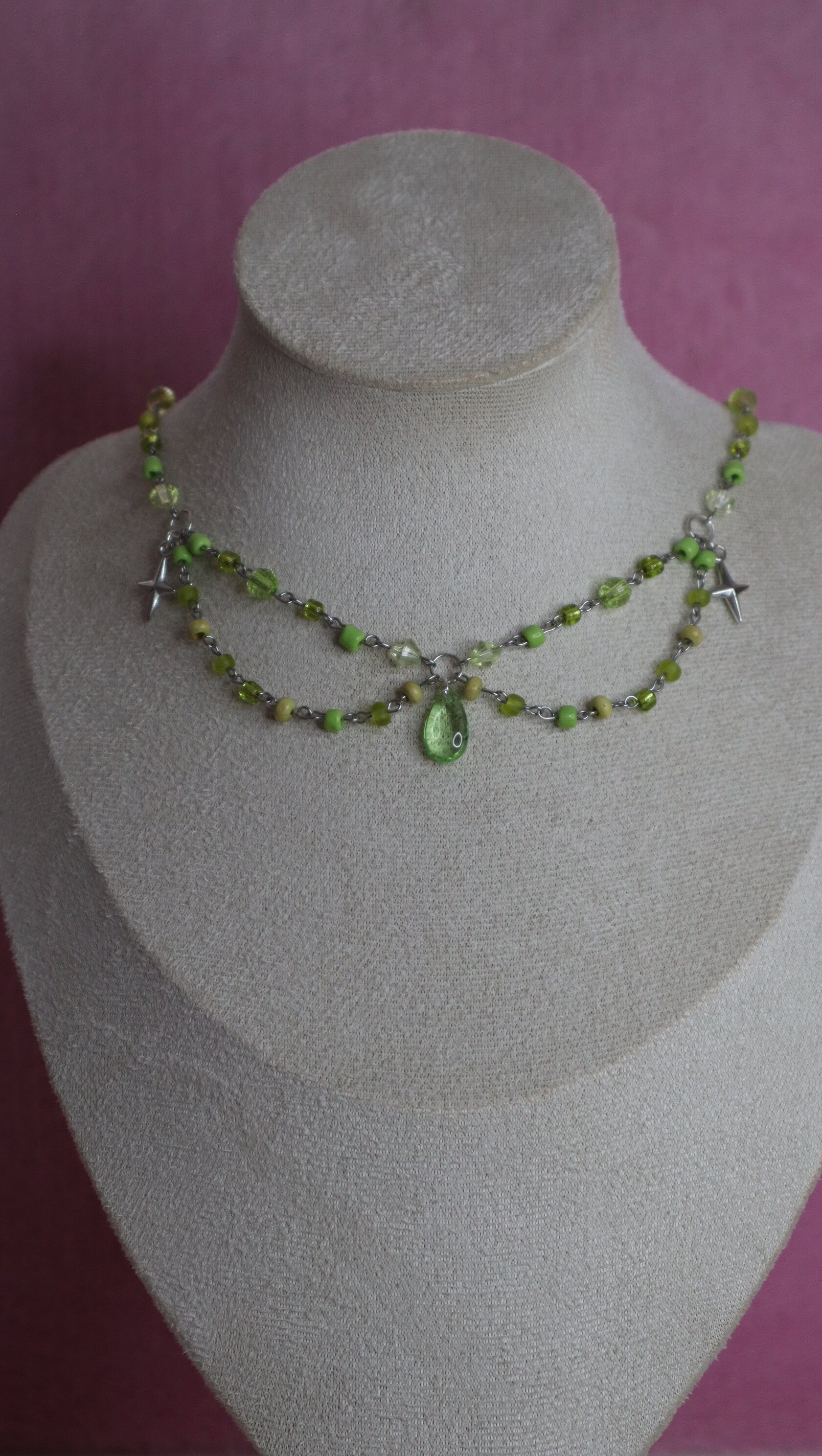 Silver and Green necklace