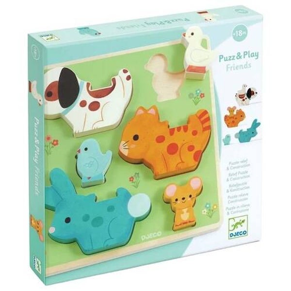 Djeco houten puzzel puzz & play vrienden