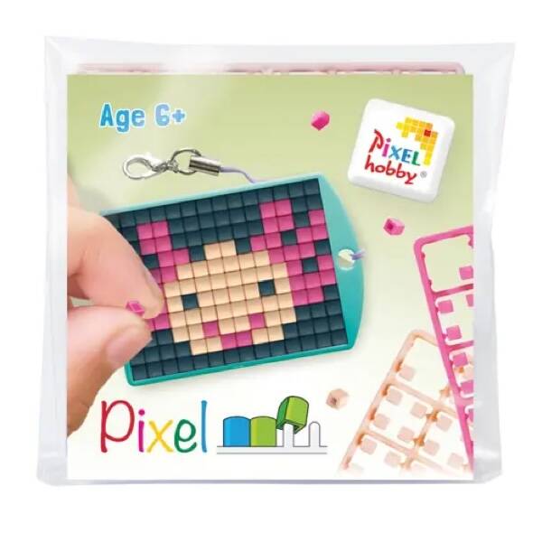 Pixelhobby keyring axolotl roze