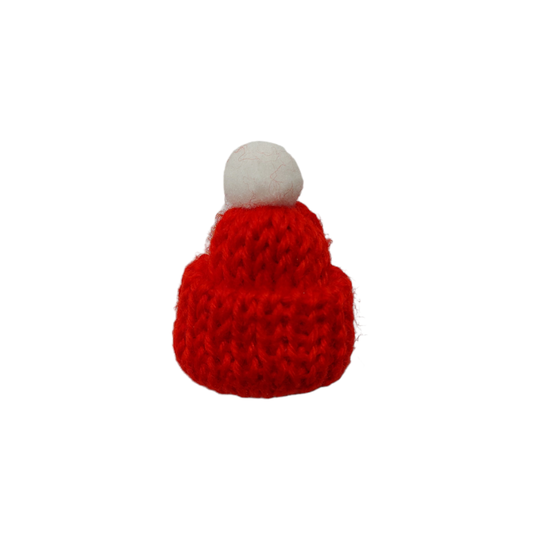 Gebreid mutsje met pompon, rood