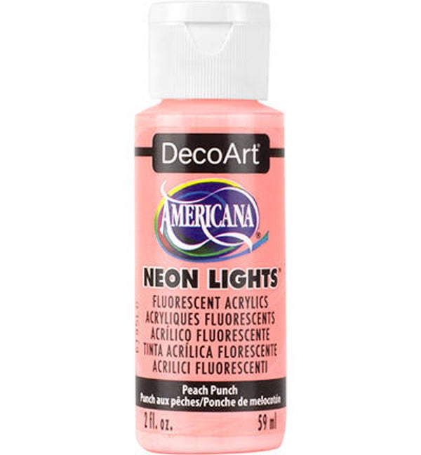 DecoArt Americana Neon Lights 59ml, Peach Punch