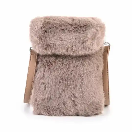Faux Fur Tasje (Khaki)