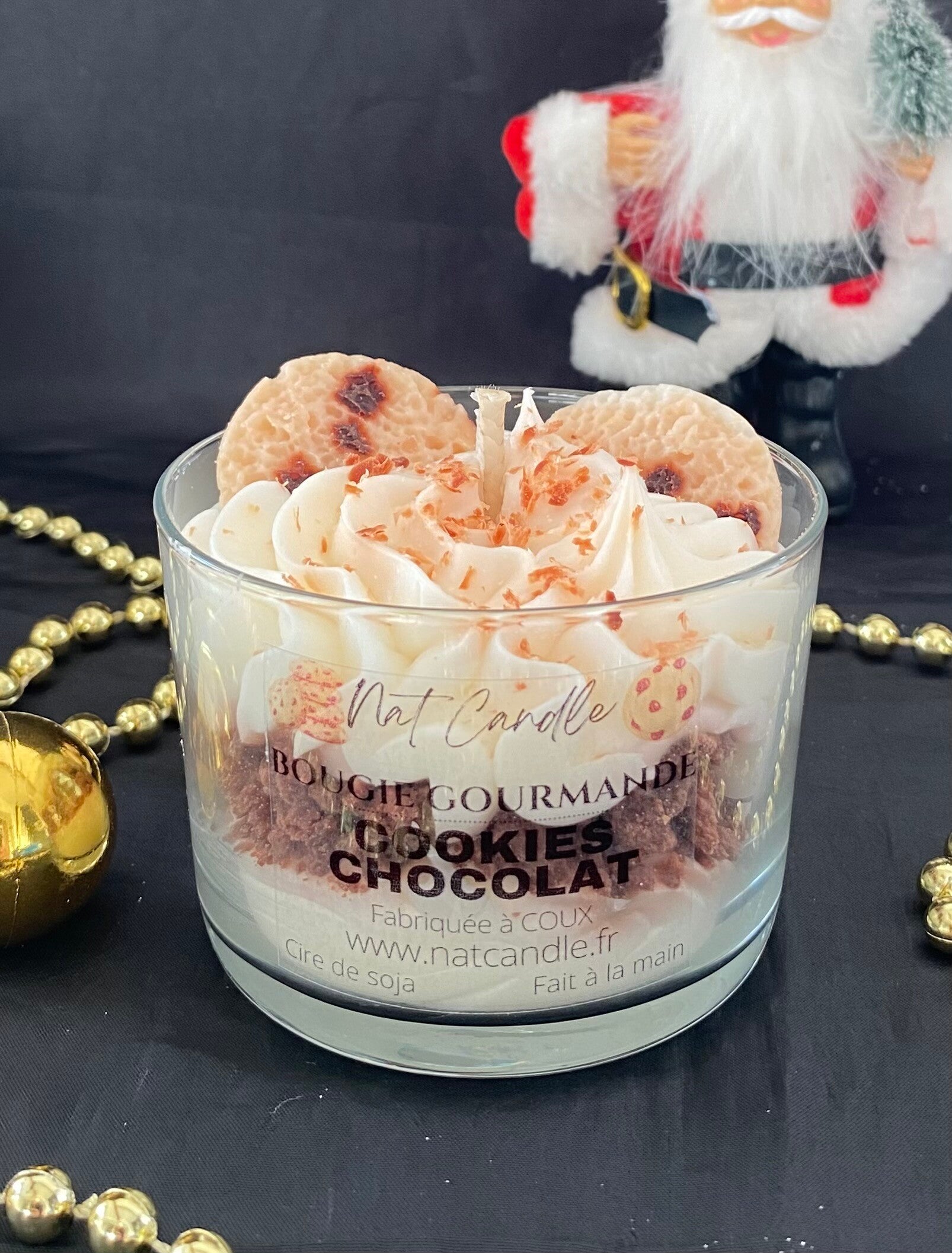 🕯️ Bougie gourmande “Cookies Chocolat” – Collection de Noël 🍪