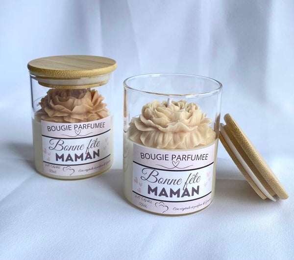 Bougie Fête des Mères – Pivoine & Pot Bambou