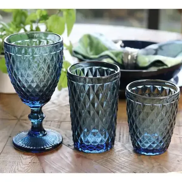 Dark blue, Diamond cut, Goblet