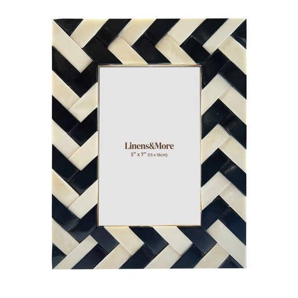 Braided Black & White Bone Resin Photo Frame