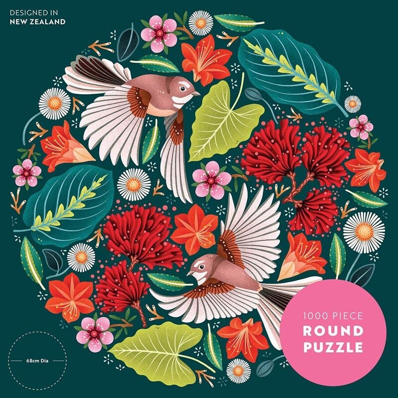 Catherine Marion | Chirpy Fantails 1000 Pce - Round Puzzle