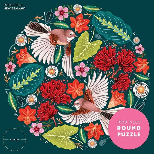 Catherine Marion | Chirpy Fantails 1000 Pce - Round Puzzle