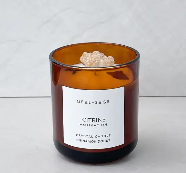 Opal & Sage | Citrine Crystal Candle