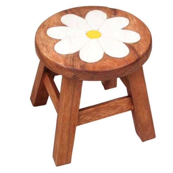 Wooden Kids Stool – White Daisy