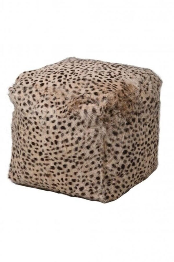 Goat Fur Pouf - Leopard