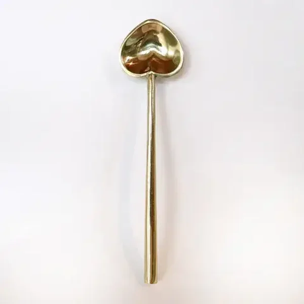 Heart teaspoon, Gold, straight handle