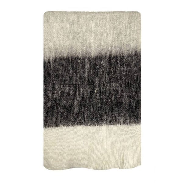 Bliss | Wool Mohair Blend Throw -  Black/Grey/Cream
