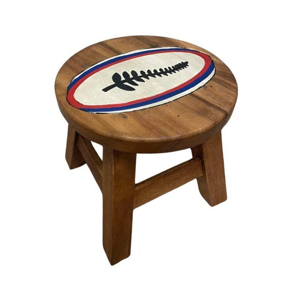 Wooden Kids Stool – Rugby Ball