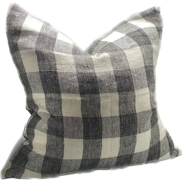 Sugg & Co | Linen Cushion - Ivory / Charcoal