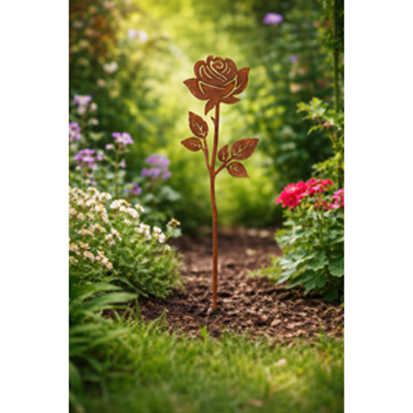 Garden Decoration Rose on Stick 37cm