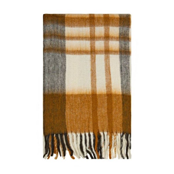Bliss | Wool Mohair Blend Throw -  White/Mustard