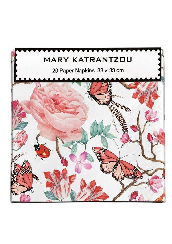 Museums & Galleries | Red Floral - Paper Napkins