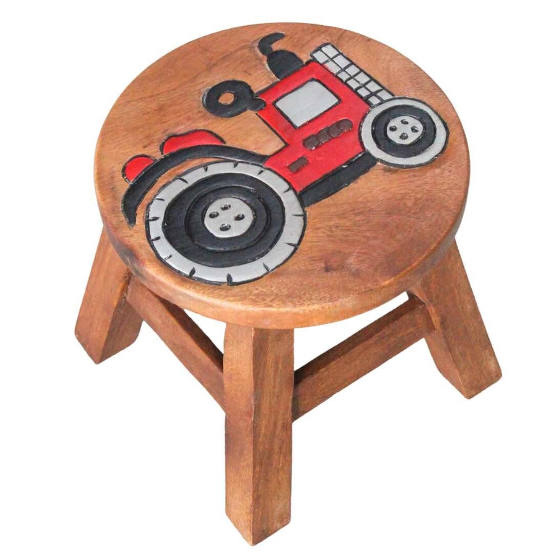 Wooden Kids Stool – Red Tractor