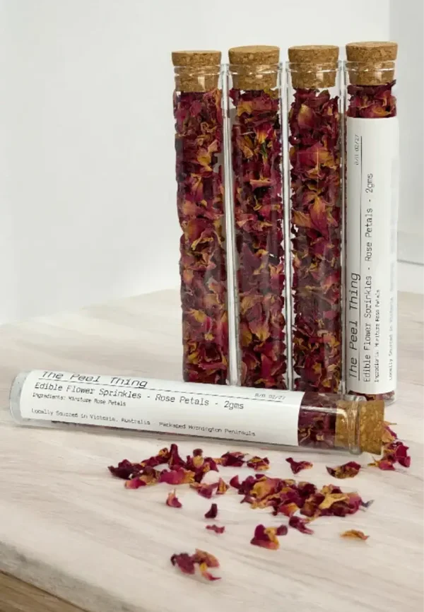 The Peel Thing | Edible Flower Sprinkles - Rose Petals Test Tube - 2gm