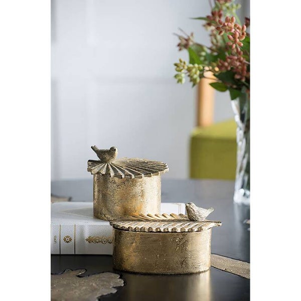 Gold Trinket Box - Oval