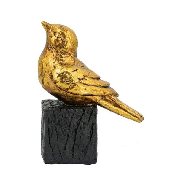 Gold Bird on Stand - short