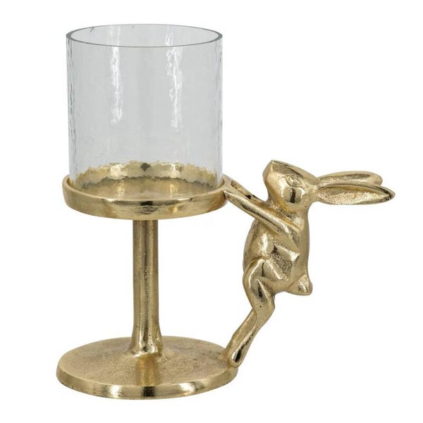 Gold Rabbit Pillar Holder - short